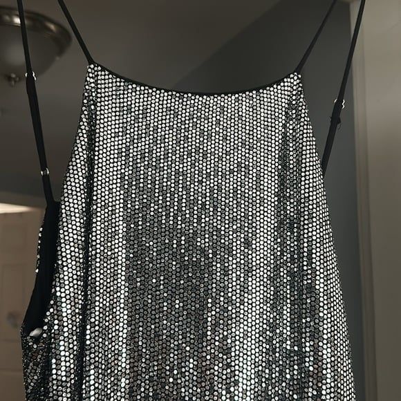 Lulu’s Gorgeous Silver Sequin Floor Length Prom Dress Formal Gown Size XL NWT - Picture 7 of 11
